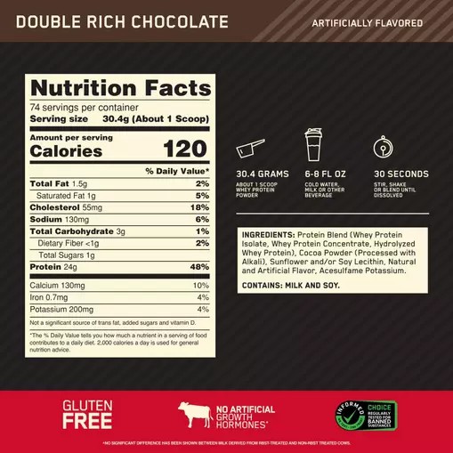 Optimum Nutrition GOLD STANDARD 100% WHEY™ Double Rich Chocolate 5 lb (74 Servings) Romania | 3104-EQGDU